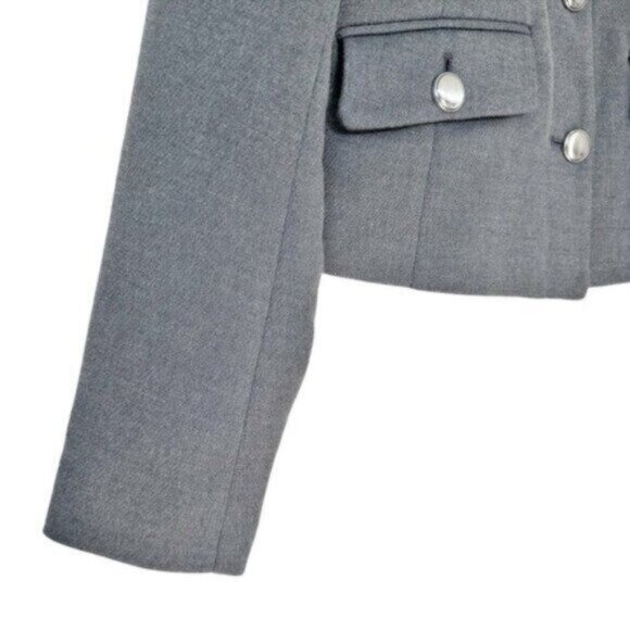 Zara Metal Button Gray Semi Cropped Blazer Size XS - Picture 5 of 12
